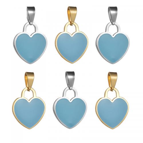 Titanium Steel Pendants, Heart, plated, DIY & enamel, more colors for choice, 20x24mm, Sold By PC