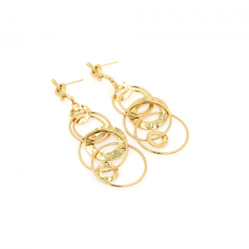 Brass Drop Earring, Round, gold color plated, for woman & hollow, nickel, lead & cadmium free, 74x25mm, Sold By Pair