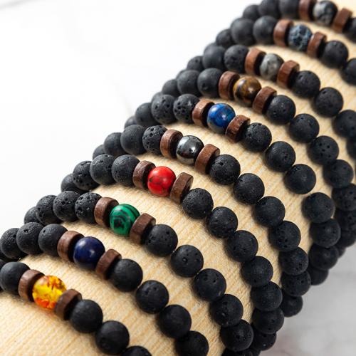 Gemstone Bracelets Lava with Natural Stone fashion jewelry Length 19 cm Sold By PC