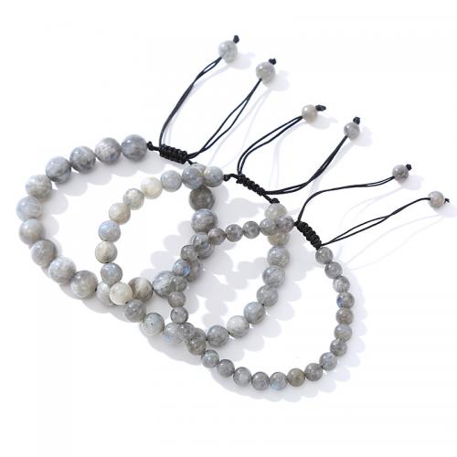 Gemstone Bracelets Labradorite with Knot Cord Round fashion jewelry grey Length 18 cm Sold By PC