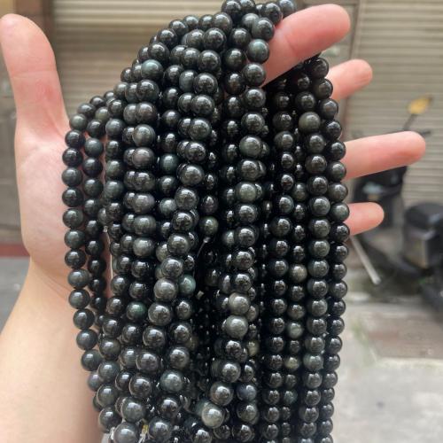 Natural Black Obsidian Beads, Round, DIY & different size for choice, black, Sold By Strand