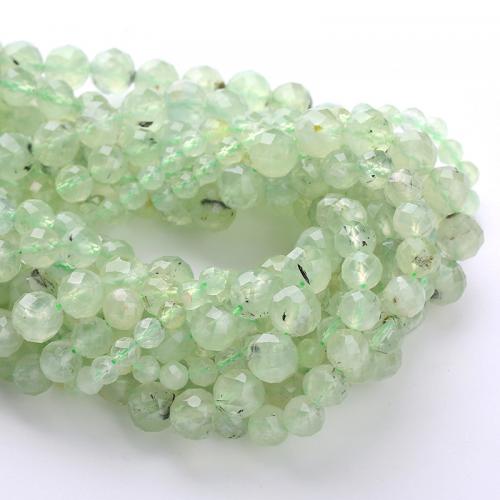 Gemstone Jewelry Beads Natural Prehnite Round DIY green Sold By Strand