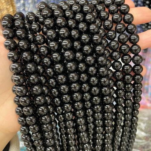 Natural Black Agate Beads Round DIY black Sold By Strand