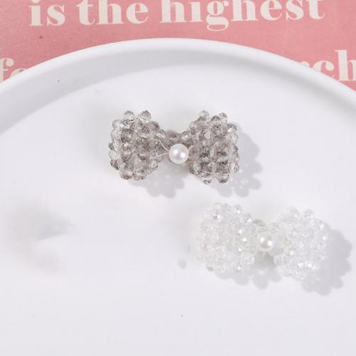 Hair Accessories DIY Findings, Crystal, with ABS Plastic Pearl, Bowknot, more colors for choice, 40x21mm, Sold By PC