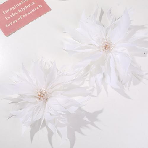 Haarschmuck DIY Ergebnisse, Feder, mit Kristall, Blume, keine, 18mm, verkauft von PC