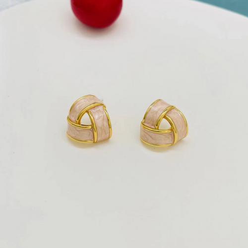 Brass Stud Earring, with enamel, gold color plated, fashion jewelry & for woman & hollow, more colors for choice, nickel, lead & cadmium free, 17x16mm, Sold By Pair