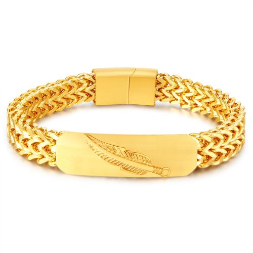 Stainless Steel Jewelry Bracelet 304 Stainless Steel plated fashion jewelry & for man gold nickel lead & cadmium free mm Length Approx 210 mm Sold By PC