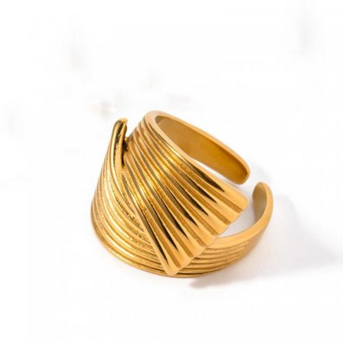 Stainless Steel Finger Ring, 304 Stainless Steel, 18K gold plated, fashion jewelry & for woman, nickel, lead & cadmium free, Inner Diameter:1.78cm,wide:1.85cm, Sold By Pair