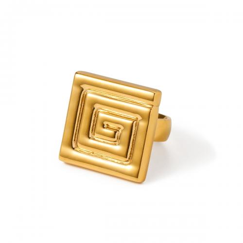 Stainless Steel Finger Ring, 304 Stainless Steel, Square, 18K gold plated, fashion jewelry & for woman, nickel, lead & cadmium free, Inner Diameter:1.72cm,wide:2.42cm, US Ring Size:7, Sold By PC
