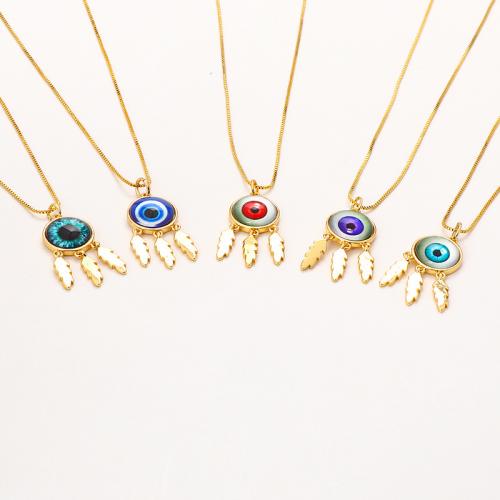 Evil Eye Jewelry Necklace, Brass, with Resin, plated, for woman, more colors for choice, Length:Approx 41-50 cm, Sold By PC