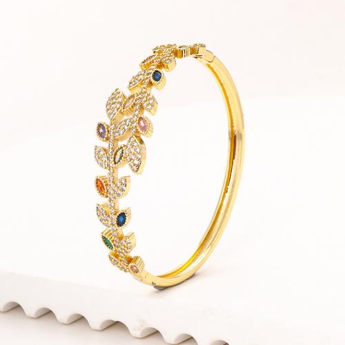 Brass Bracelet & Bangle plated micro pave cubic zirconia & for woman Inner Approx 60mm Sold By PC