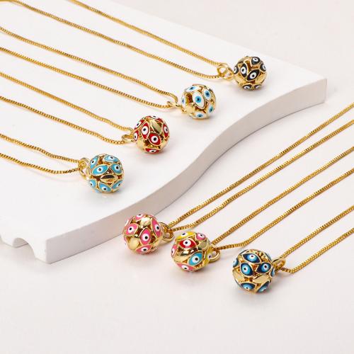 Evil Eye Jewelry Necklace, Brass, plated, for woman & enamel, more colors for choice, Length:Approx 41-50 cm, Sold By PC