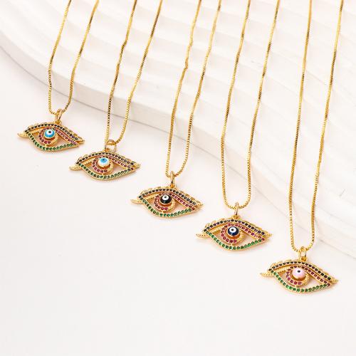 Evil Eye Biżuteria Naszyjnik, Mosiądz, Powlekane, mikro utorować cyrkonia & dla kobiety & emalia, dostępnych więcej kolorów, długość około 41-50 cm, sprzedane przez PC