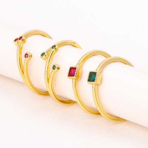 Kubisk Circonia Micro bane messing Ring, forgyldt, forskellige stilarter for valg & Micro Pave cubic zirconia & for kvinde, flere farver til valg, Solgt af PC