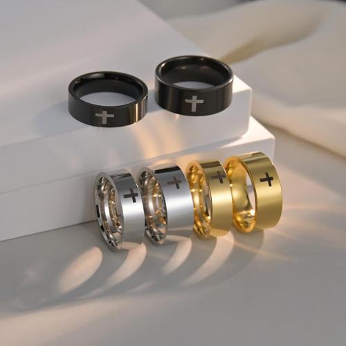 Vinger Ring in edelstaal, 304 roestvrij staal, mode sieraden & uniseks & verschillende grootte voor keus, meer kleuren voor de keuze, nikkel, lood en cadmium vrij, Thickness 2mm, Verkocht door PC