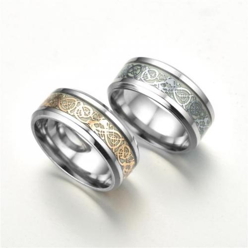 Aço inoxidável 304 anel, banhado, unissex & tamanho diferente para a escolha & luminosa, Mais cores pare escolha, tamanho:6-13, vendido por PC