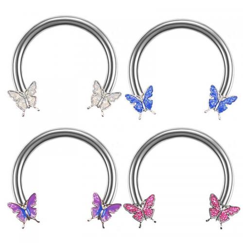 316L Stainless Steel Piercing Earring, with Brass, Butterfly, Unisex & epoxy gel, more colors for choice, 1.20x10mm, Sold By PC