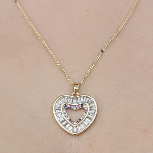 Cubic Zircon Micro Pave Brass Necklace, gold color plated, fashion jewelry & different styles for choice & micro pave cubic zirconia & for woman & hollow, more colors for choice, nickel, lead & cadmium free, Length:Approx 45-50 cm, Sold By PC