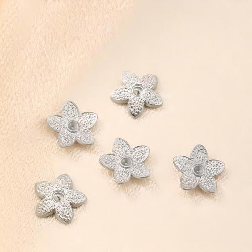 Stainless Steel Earring Stud Component 304 Stainless Steel Flower DIY & machine polishing original color nickel lead & cadmium free Sold By PC