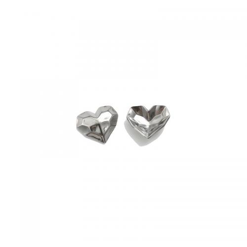 Stainless Steel Earring Stud Component, 304 Stainless Steel, Heart, DIY & machine polishing, original color, nickel, lead & cadmium free, 15x13.40x4.50mm, Sold By PC