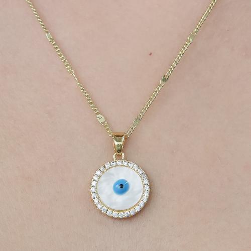 Evil Eye Jewelry Necklace, Brass, gold color plated, fashion jewelry & different styles for choice & micro pave cubic zirconia & for woman & enamel & hollow, more colors for choice, nickel, lead & cadmium free, Length:Approx 45-50 cm, Sold By PC