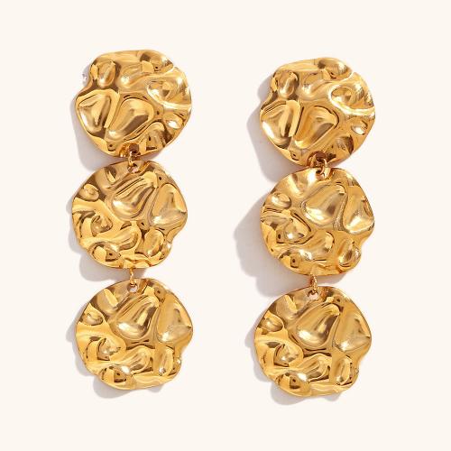 Stainless Steel Stud Earrings, 316L Stainless Steel, 18K gold plated, fashion jewelry & for woman, nickel, lead & cadmium free, 16.60x51.30mm, Sold By Pair
