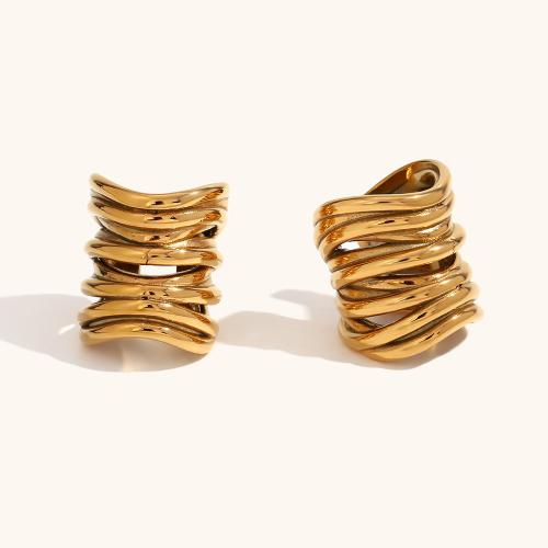 Fashion Earring Cuff and Wraps 316L Stainless Steel 18K gold plated fashion jewelry & for woman nickel lead & cadmium free Sold By Pair