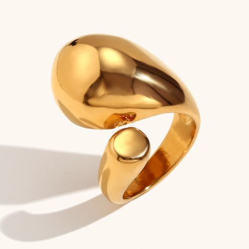 Anel de dedo de aço inoxidável, Aço inoxidável 316L, 18K banhado a ouro, joias de moda & tamanho diferente para a escolha & para mulher, níquel, chumbo e cádmio livre, vendido por PC