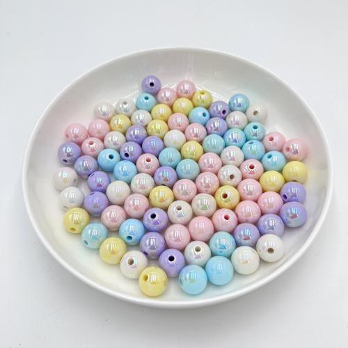 Perles  acrylique plaqué , Rond, Placage, DIY, plus de couleurs à choisir, Environ 10PC/sac, Vendu par sac