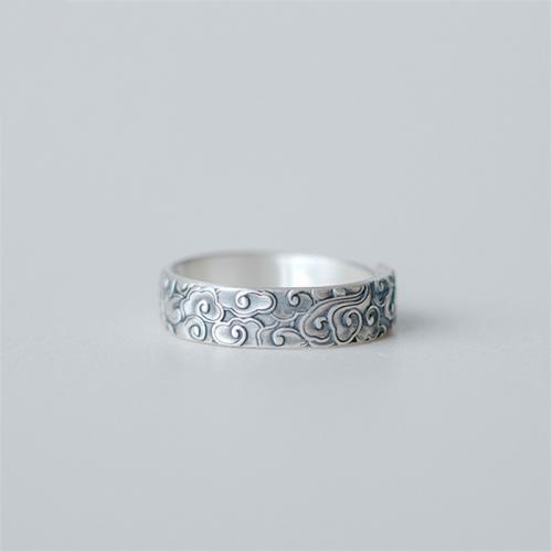 Solidny srebrny pierścień, 925 Srebro, biżuteria moda & dla obu płci, bez zawartości niklu, ołowiu i kadmu, 6mm, sprzedane przez PC