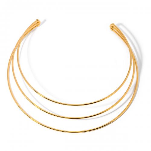 Collar Necklace 304 Stainless Steel Vacuum Ion Plating fashion jewelry & multilayer & for woman golden Sold By PC