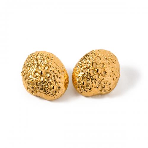 Stainless Steel Stud Earrings, 304 Stainless Steel, 18K gold plated, fashion jewelry & for woman, golden, 24.20x28.50mm, Sold By Pair
