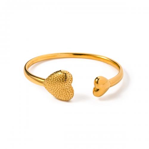 Stainless Steel Bangle 304 Stainless Steel Heart 18K gold plated fashion jewelry & for woman golden Inner Approx 60mm Sold By PC