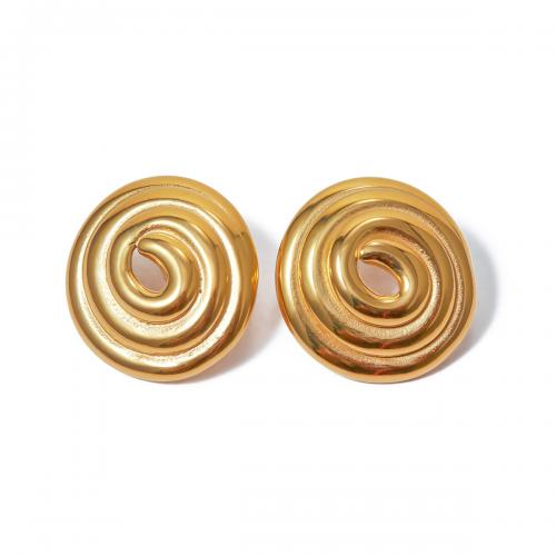 Stainless Steel Stud Earrings 304 Stainless Steel 18K gold plated fashion jewelry & for woman golden 28.10mm Sold By Pair