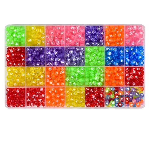 Smola Nakit perle, s Plastična kutija, 28 stanice & možete DIY, miješana boja, 225x135x18mm, Prodano By Okvir