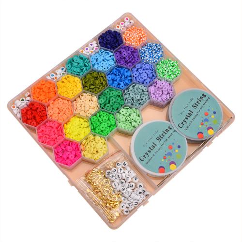 Polymer Clay Beads with Plastic Box & Crystal Thread & Zinc Alloy & Acrylic DIY mixed colors Sold By Box