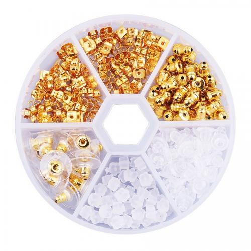 Brass Ear Nut Component, with Plastic, plated, DIY, more colors for choice, nickel, lead & cadmium free, Approx 260PCs/Box, Sold By Box