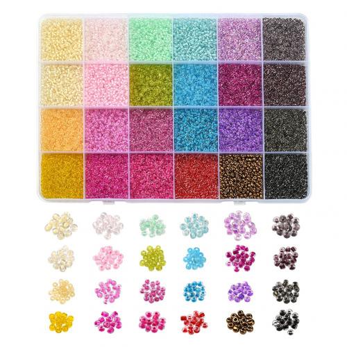 Glass Beads with Plastic Box Flat Round DIY & 24 cells Approx Sold By Box