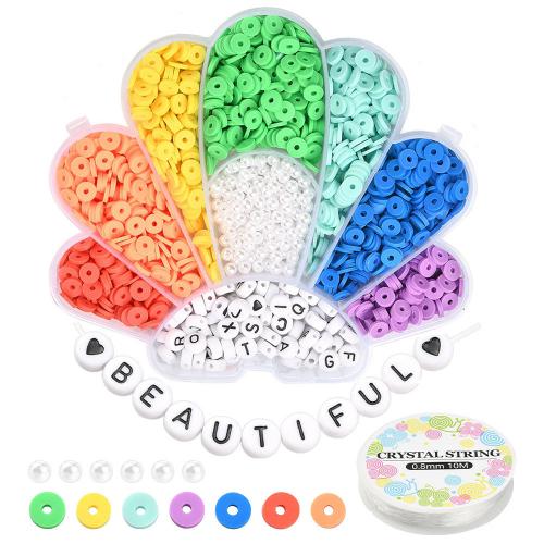 Polymer Ton Perle, mit Kunststoff Kasten & Acryl, Schale, 9-Zellen & DIY, gemischte Farben, 130x128x23mm, verkauft von Box
