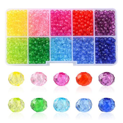 Akryl Bead, med Plastlåda, DIY & 10 celler, blandade färger, 130x68x21mm, Ca 1680PC/Box, Säljs av Box