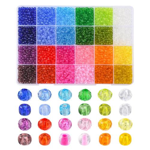 Akryl Bead, med Plastboks, du kan DIY & 24 celler, blandede farver, 200x131x19mm, Ca. 3685pc'er/Box, Solgt af Box