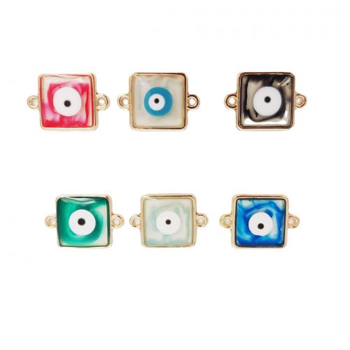 Evil Eye Connector, Tibetan Style, Square, gold color plated, DIY & enamel & 1/1 loop, more colors for choice, nickel, lead & cadmium free, 15x20mm, 100PCs/Bag, Sold By Bag