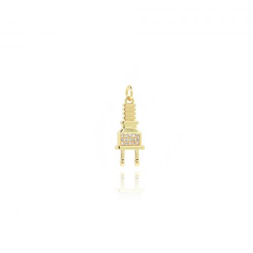 Cubic Zirconia Micro Pave Brass Pendant, Plug, plated, DIY & micro pave cubic zirconia, more colors for choice, nickel, lead & cadmium free, 25.50x9x3.20mm, Sold By PC