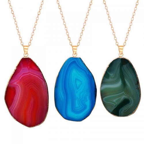Brass Jewelry Pendants, with Agate, Teardrop, gold color plated, DIY, more colors for choice, nickel, lead & cadmium free, The pendant is about 30-50mm wide and 35-70mm long, Sold By PC