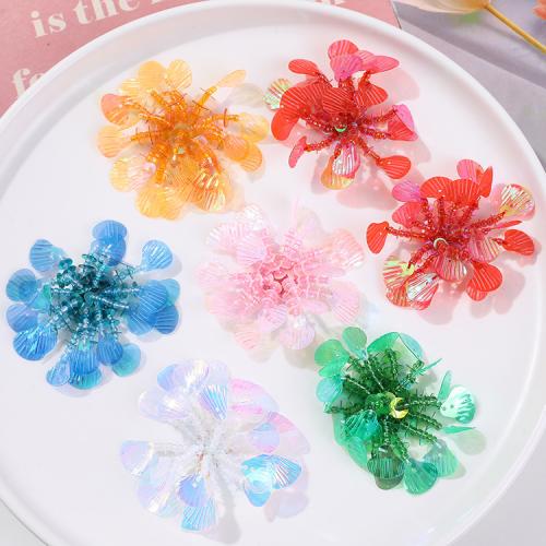 Hair Accessories DIY Findings, Acrylic, with Seedbead, Flower, more colors for choice, 48mm, Sold By PC