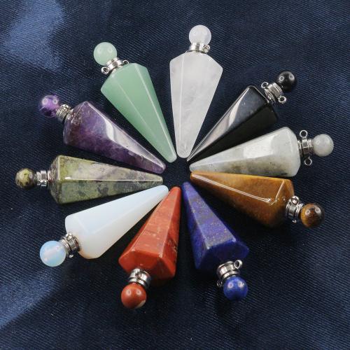 Природный камень Подвеска флакона духов, с Латунь, Коническая, DIY & различные материалы для выбора, Много цветов для выбора, 50x16mm, продается PC