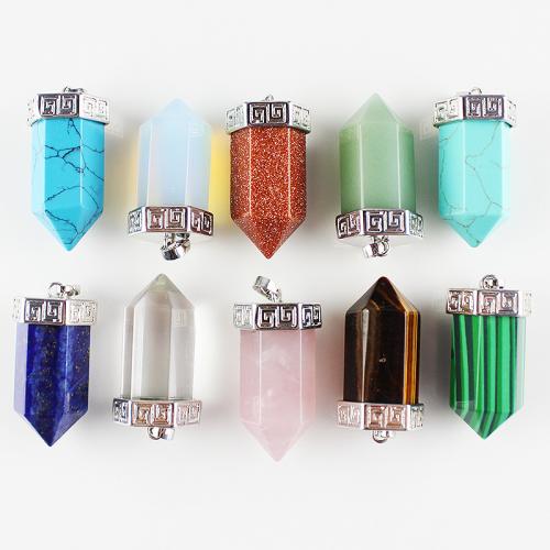 Gemstone Pendants Jewelry, Natural Stone, with Brass, Conical, DIY & different materials for choice, more colors for choice, 35x15mm, Sold By PC
