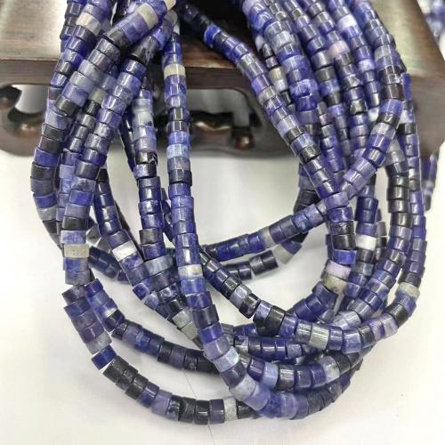 Perles en sodalite, Plat rond, DIY, bleu, 4mm, Environ 92PC/brin, Vendu par brin