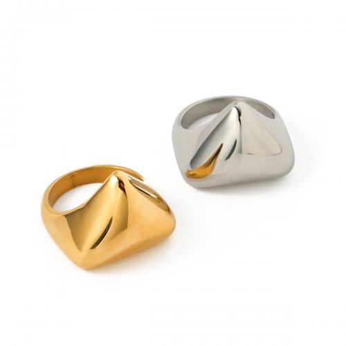Rozsdamentes acél Finger Ring, 304 rozsdamentes acél, Háromszög, galvanizált, divat ékszerek & különböző méretű a választás & a nő, több színt a választás, nikkel, ólom és kadmium mentes, Inner Diameter:1.73cm,wide:1.79cm, Méret:7, Által értékesített PC