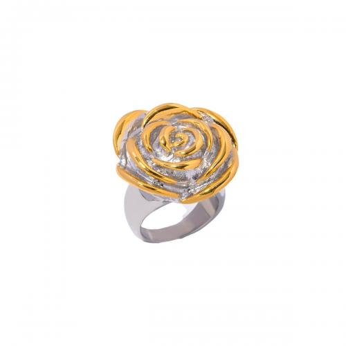 Stainless Steel Finger Ring 304 Stainless Steel Flower 18K gold plated fashion jewelry & for woman nickel lead & cadmium free Inner .78cm .55cm US Ring Sold By PC